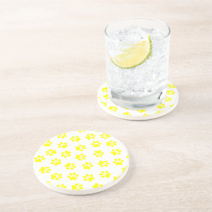 Dessous De Verre En Grès Motif De Pâtes, Patrouilles De Chien, Paws Jaunes