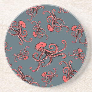 Dessous De Verre En Grès Motif de pieuvre sournois