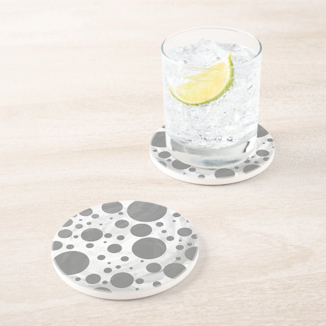 Dessous De Verre En Grès Motif de points Polka gris ardoise (Côté)
