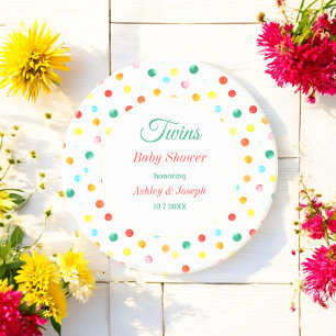 Dessous De Verre En Grès Motif de points rouges rose baby shower