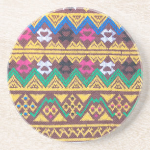 Dessous De Verre En Grès Motif de soie thaïlandais tissé à la main