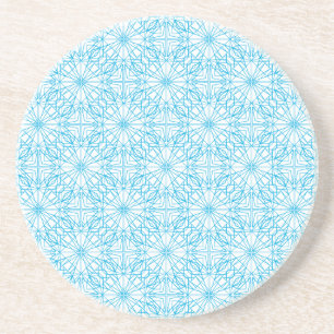 Dessous De Verre En Grès Motif de symétrie géométrique bleu clair