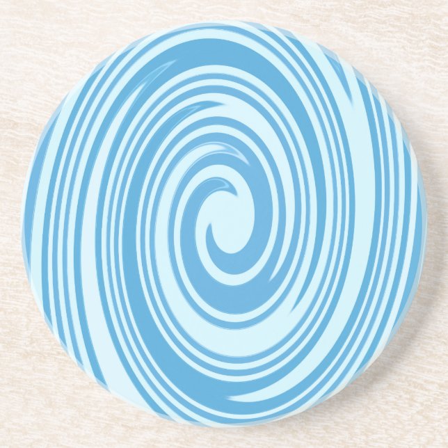 Dessous De Verre En Grès Motif de tourbillon psychédélique bleu (Devant)