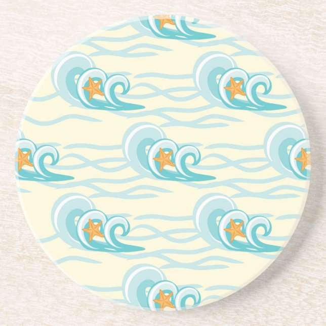 Dessous De Verre En Grès Motif de vagues mou (Devant)