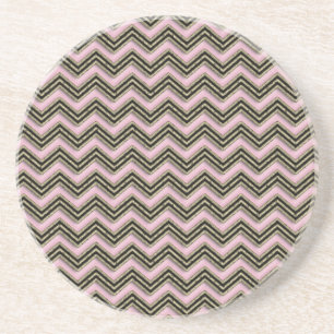 Dessous De Verre En Grès Motif de zigzag noir et rose