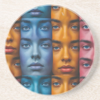 Dessous De Verre En Grès Motif des faces colorées