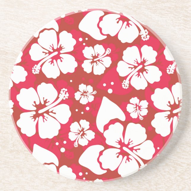 Dessous De Verre En Grès Motif des fleurs d'Hibiscus (Devant)