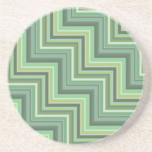 Dessous De Verre En Grès Motif d'escalier à rayures vert olive