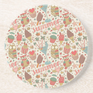 Dessous De Verre En Grès Motif d'été avec la crème glacée