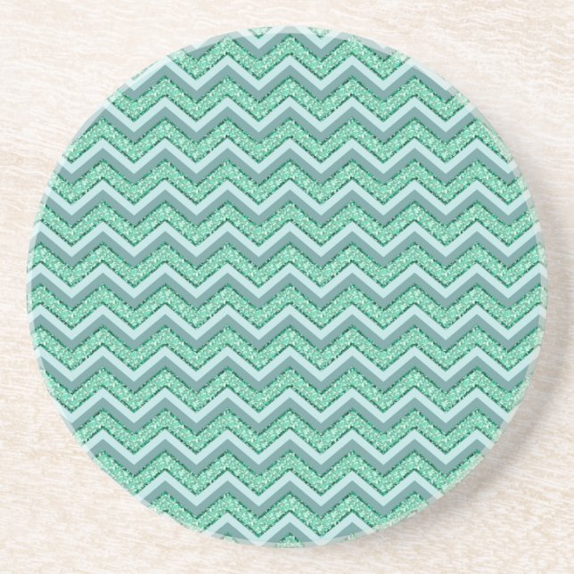 Dessous De Verre En Grès Motif Emerald Chevron à facettes (Devant)