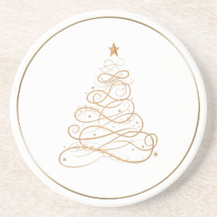 Dessous De Verre En Grès Motif en filigrane métallique d'arbre de Noël d'
