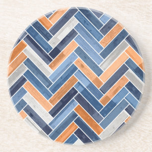 Dessous De Verre En Grès Motif en squelette dans Navy Blue and Orange