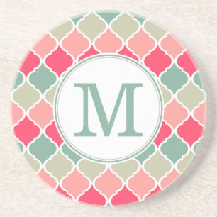 Dessous De Verre En Grès Motif en treillis marocain rose