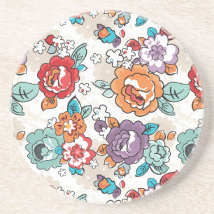 Dessous De Verre En Grès Motif floral 5 d'élégance abstraite