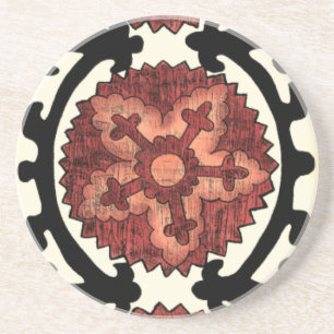 Dessous De Verre En Grès Motif floral décoratif de style de Suzani