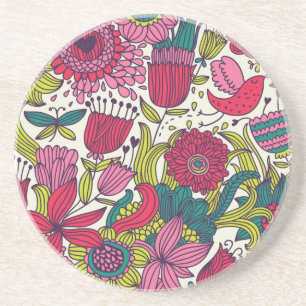 Dessous De Verre En Grès Motif floral lumineux