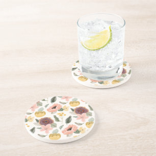 Dessous De Verre En Grès Motif floral sans couture pastel à l'aquarelle   D