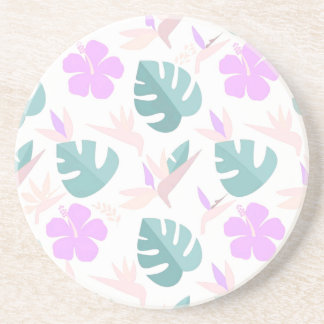 Dessous De Verre En Grès Motif floral tropical pastel