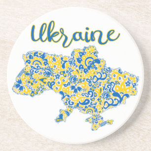 Dessous De Verre En Grès Motif folklorique et typographie ukrainienne