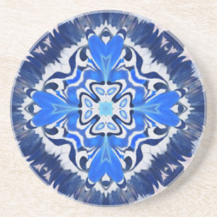 Dessous De Verre En Grès Motif géométrique bleu marine électrique