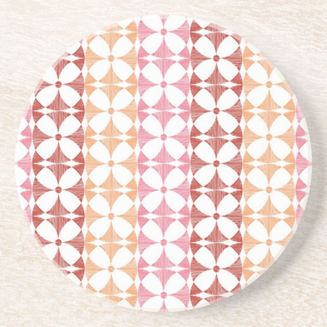 Dessous De Verre En Grès motif géométrique des rayures rouges ikat (Devant)