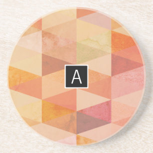 Dessous De Verre En Grès Motif géométrique Triangle doux   Monogrammé