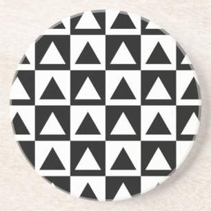 Dessous De Verre En Grès Motif géométrique triangle noir et blanc