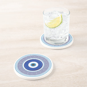 Dessous De Verre En Grès Motif grec mal oeil Nazar