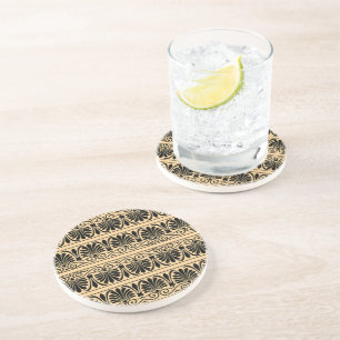 Dessous De Verre En Grès Motif grec méditerranéen arabe Brown