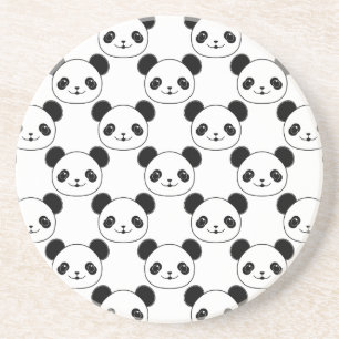 Dessous De Verre En Grès Motif Kawaii Panda En Noir Et Blanc