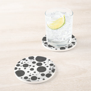 Dessous De Verre En Grès Motif Kohl Black Polka
