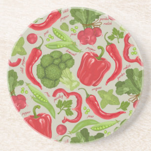 Dessous De Verre En Grès Motif lumineux des légumes frais