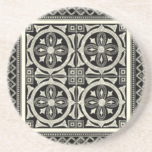 Dessous De Verre En Grès Motif noir et blanc de mandala par le studio de