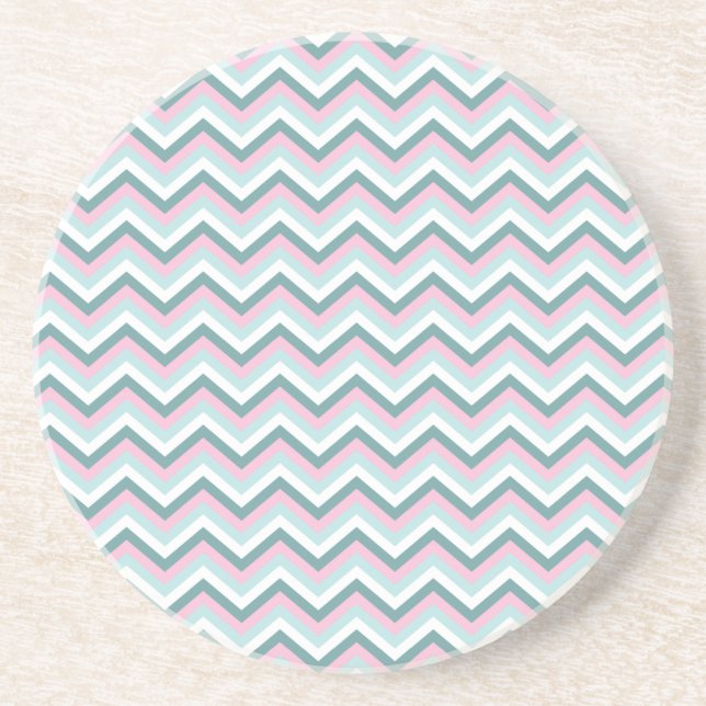 Dessous De Verre En Grès Motif Ocean Mist Chevron (Devant)