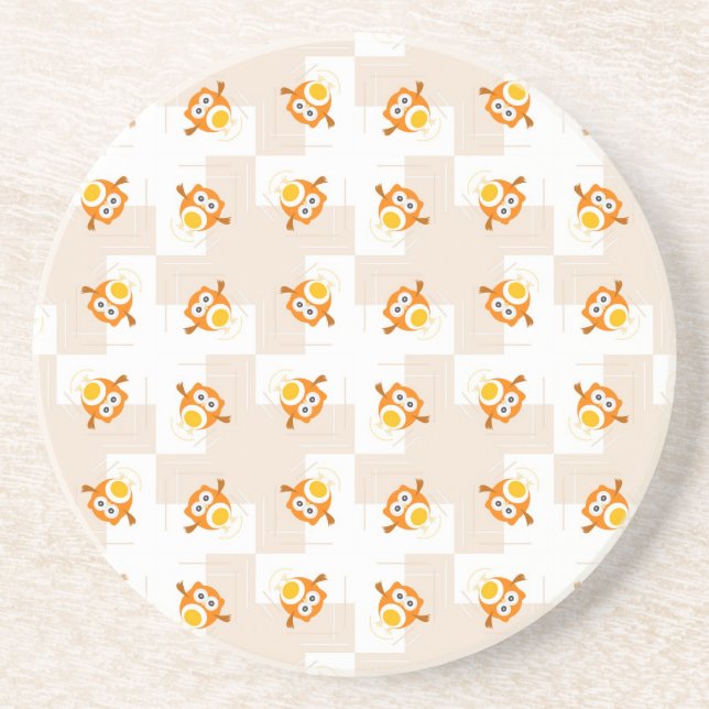 Dessous De Verre En Grès Motif orange d'illustration de hibou (Devant)