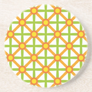 Dessous De Verre En Grès Motif orange et jaune inspiré par Retro