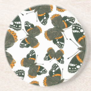 Dessous De Verre En Grès Motif papillon de l'amiral rouge