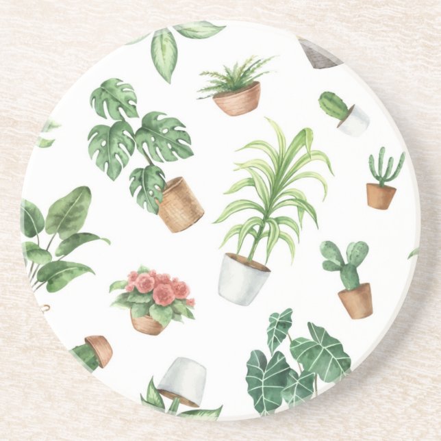 Dessous De Verre En Grès motif plante (Devant)