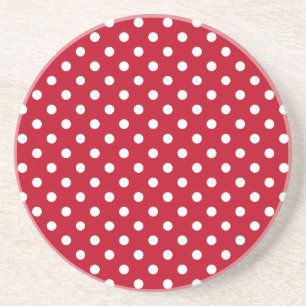 Dessous De Verre En Grès Motif Pois Blanc Rouge et blanc