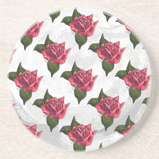 Dessous De Verre En Grès Motif rose (Devant)