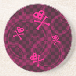 Dessous De Verre En Grès Motif rose d'Emo avec des cercles