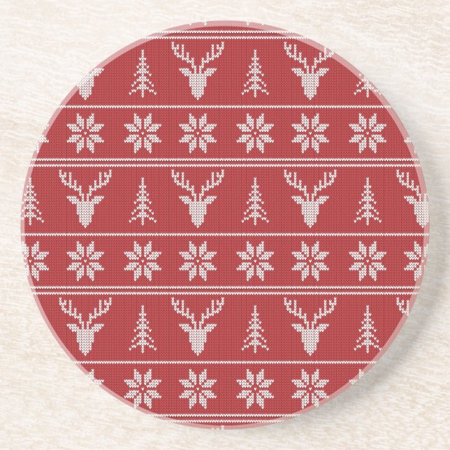 Dessous De Verre En Grès Motif rouge moche de Noël (Devant)