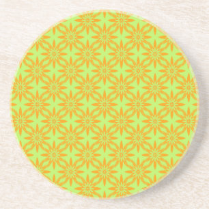 Dessous De Verre En Grès Motif sans couture de fleurs vertes orange