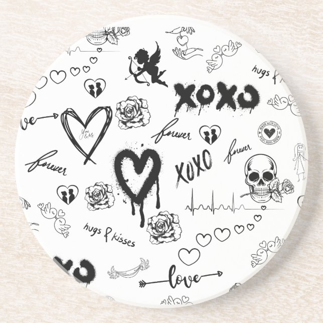 Dessous De Verre En Grès Motif sans couture gothique (Devant)