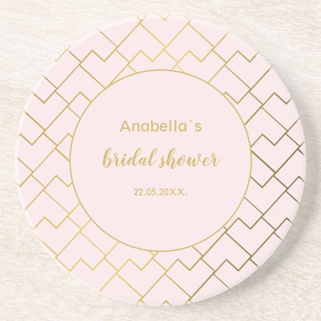 Dessous De Verre En Grès Motif tendance chic géométrique Golden Blush Carre (Devant)