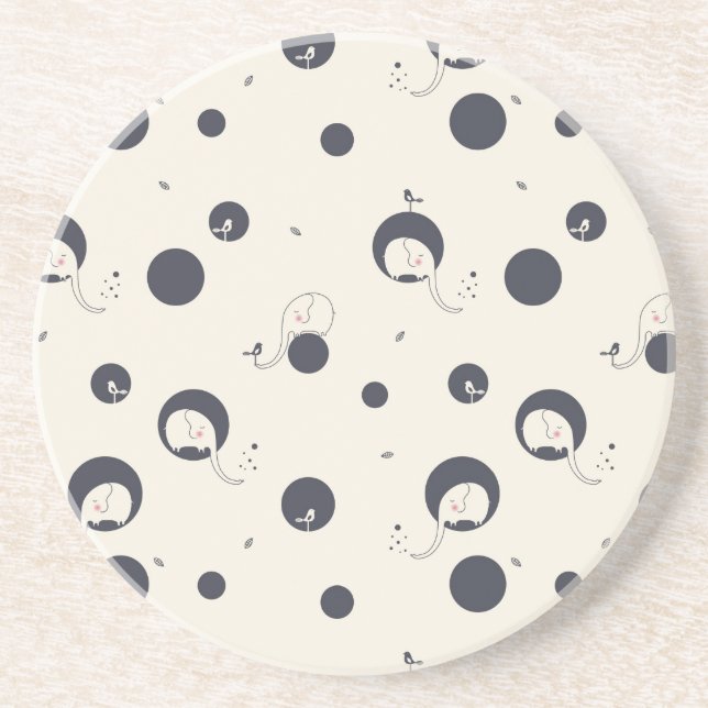 Dessous De Verre En Grès Motif timide d'éléphant (Devant)