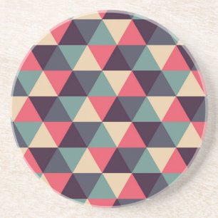 Dessous De Verre En Grès Motif Triangle Turquoise Et Rose