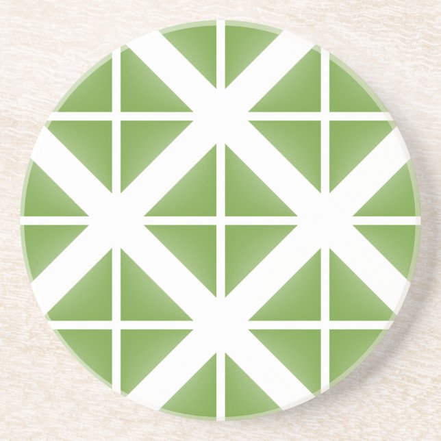 Dessous De Verre En Grès Motif triangle vert tendance (Devant)