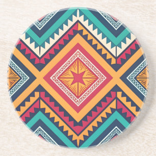 Dessous De Verre En Grès Motif tribal coloré
