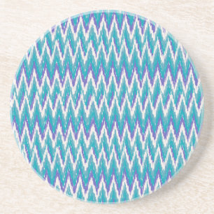 Dessous De Verre En Grès motif turquoise et Amethyst iKat ZigZag